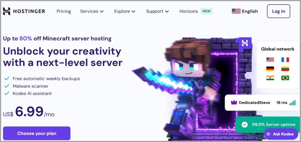 HOSTINGER Is The Best Minecraft Dedicated Server Hosting In Los Angeles